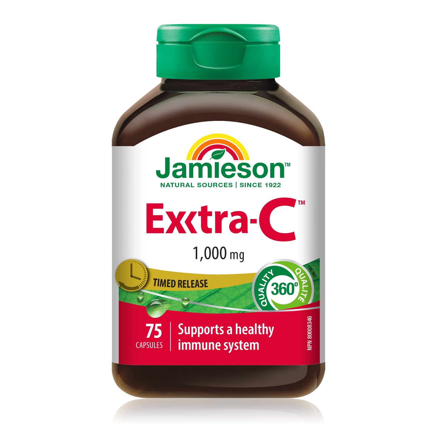 Jamieson Laboratories Extra-C 1000mg Vitamin-C Capsules, 75 Capsules