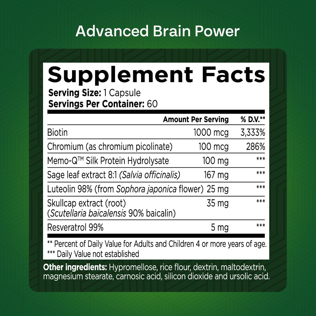 GREEN VALLEY NATURALS Advanced Brain Power Capsule 60 Count