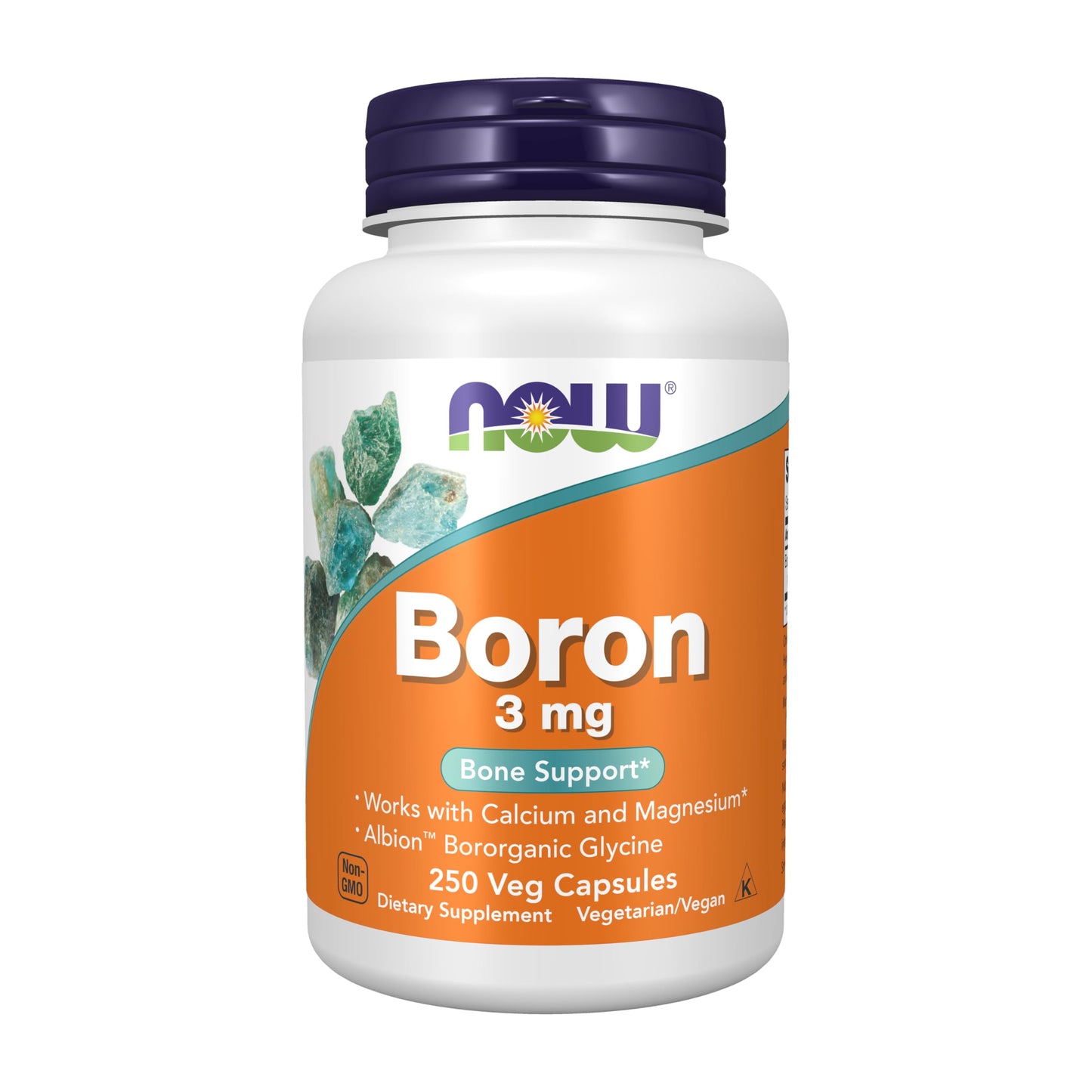 NOW Foods Boron 3 mg (Bororganic Glycine) Structural Support Capsules, 250 Count
