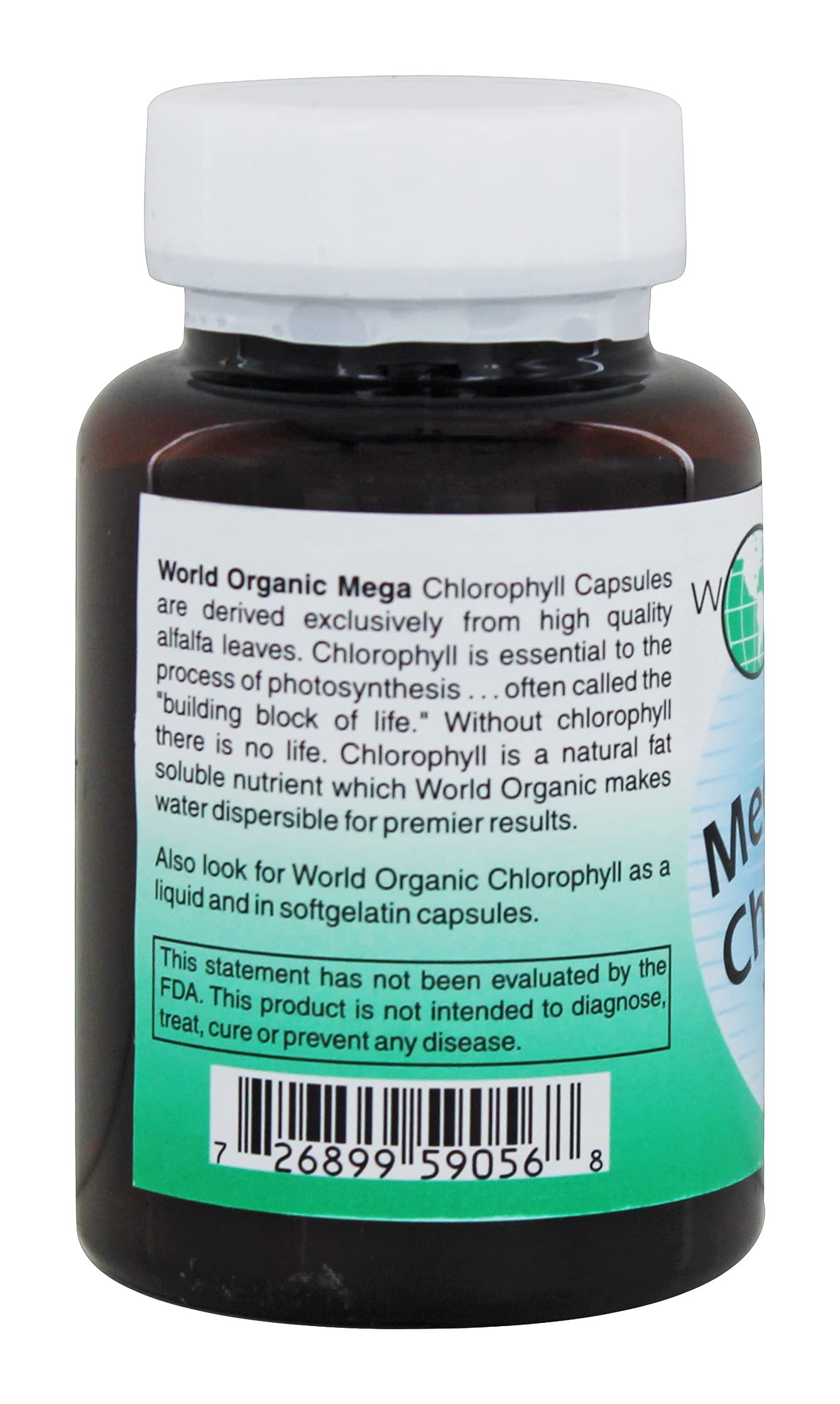 World Organic Mega Chlorophyll 100 Mg Capsules, 60 Count