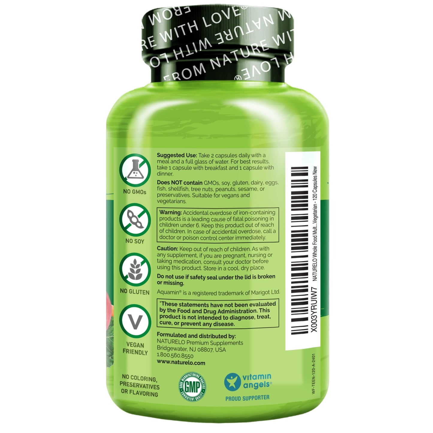 NATURELO Multivitamins for Teenage Girls/Boys 120 Capsules