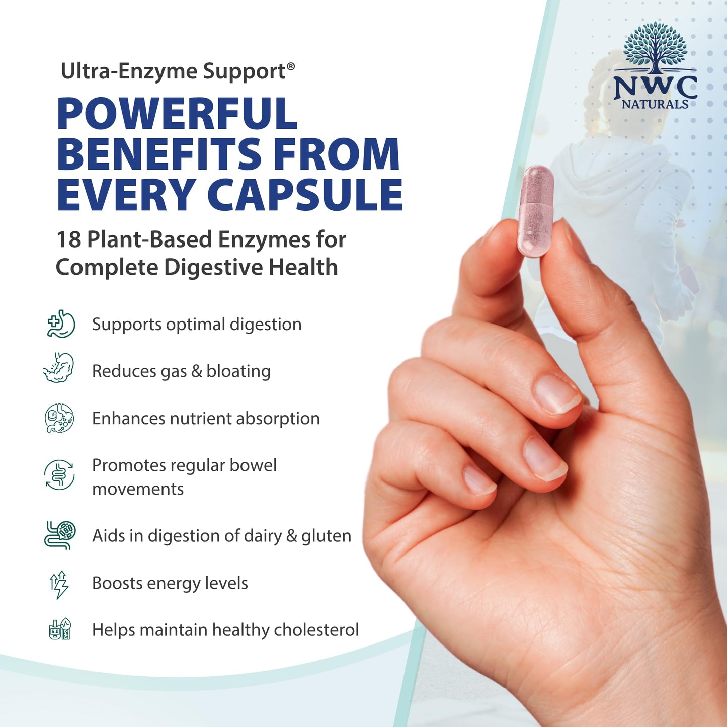 NWC Naturals Ultra-Enzyme Support Digestive Enzyme Supplement Powder 200 Count