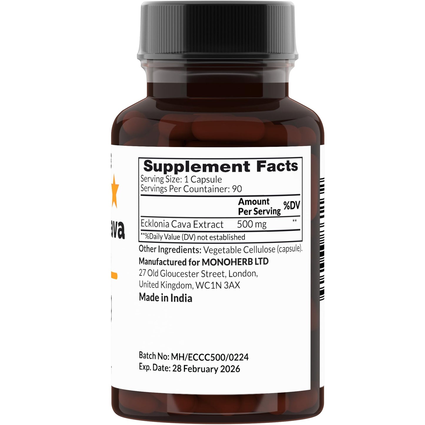 MONOHERB Ecklonia Cava Extract 500 mg per Capsule, 90 Capsules