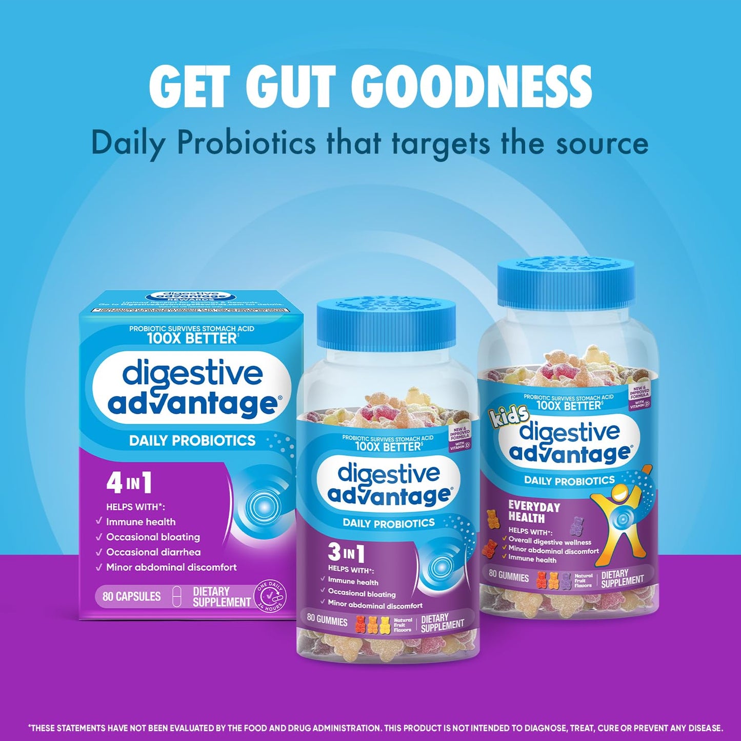 Digestive Advantage Probiotics for Digestive Health 80 Capsules