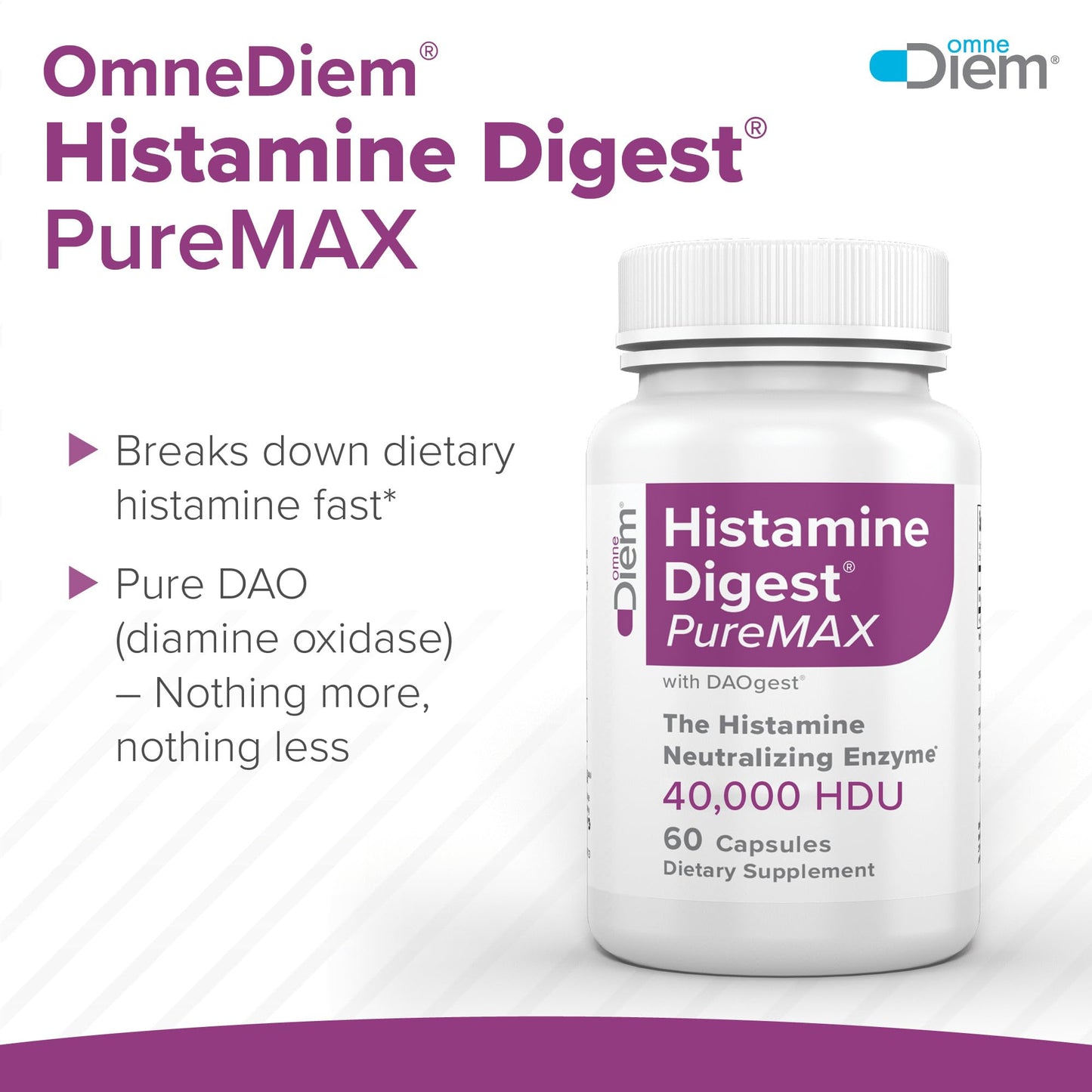 Omne Diem Histamine Digest PureMAX with DAO Capsules, 60 Capsules