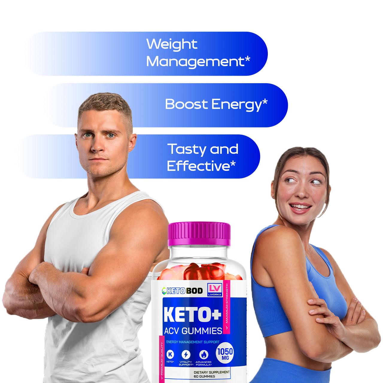 LIVORKA KetoBOD Keto Weight Loss ACV Gummies, 60 Gummies