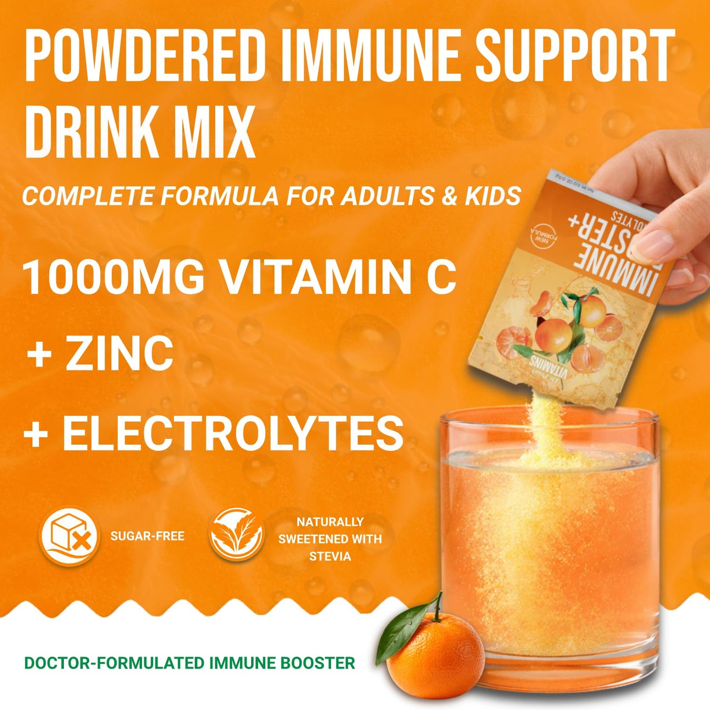 Dr. Price's Vitamins Immune Support Vitamin C Powder, Zinc, Mandarin, 2.5 Ounce