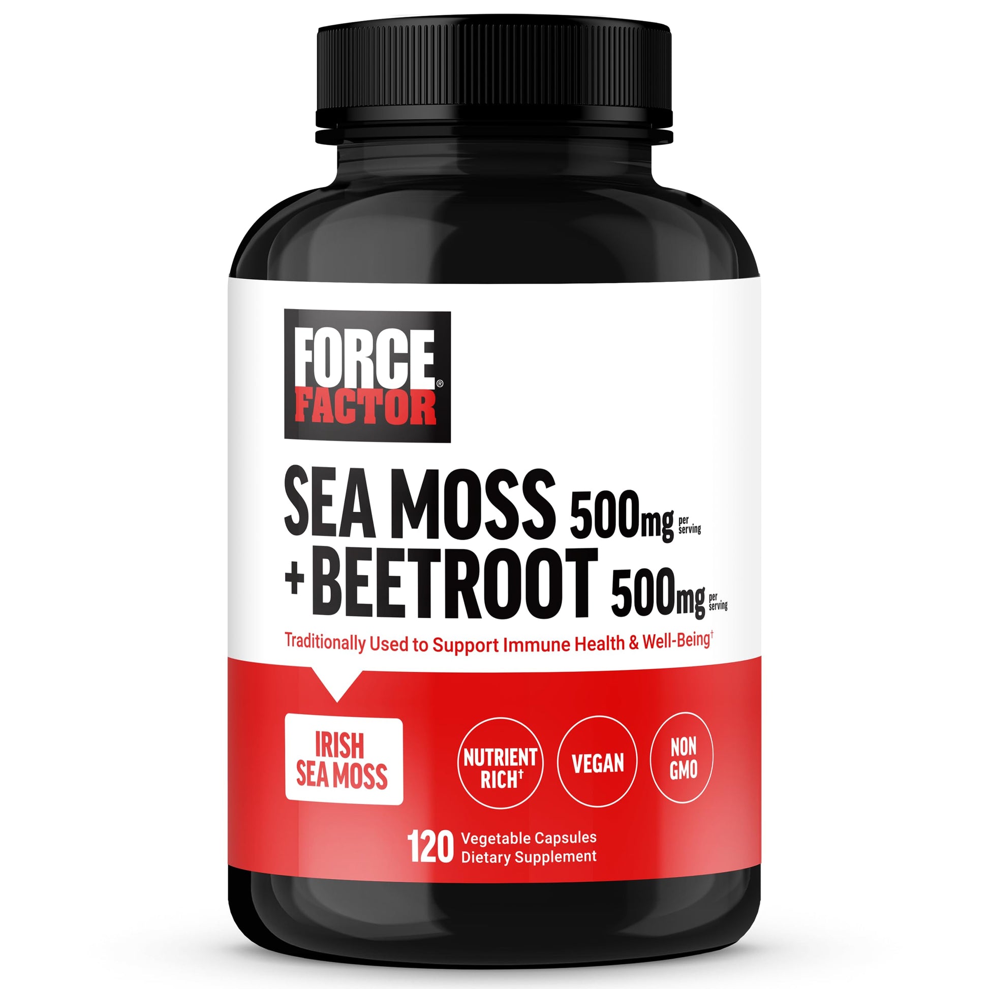 Force Factor Irish Sea Moss + Beet Root Supplement, 120 Capsules