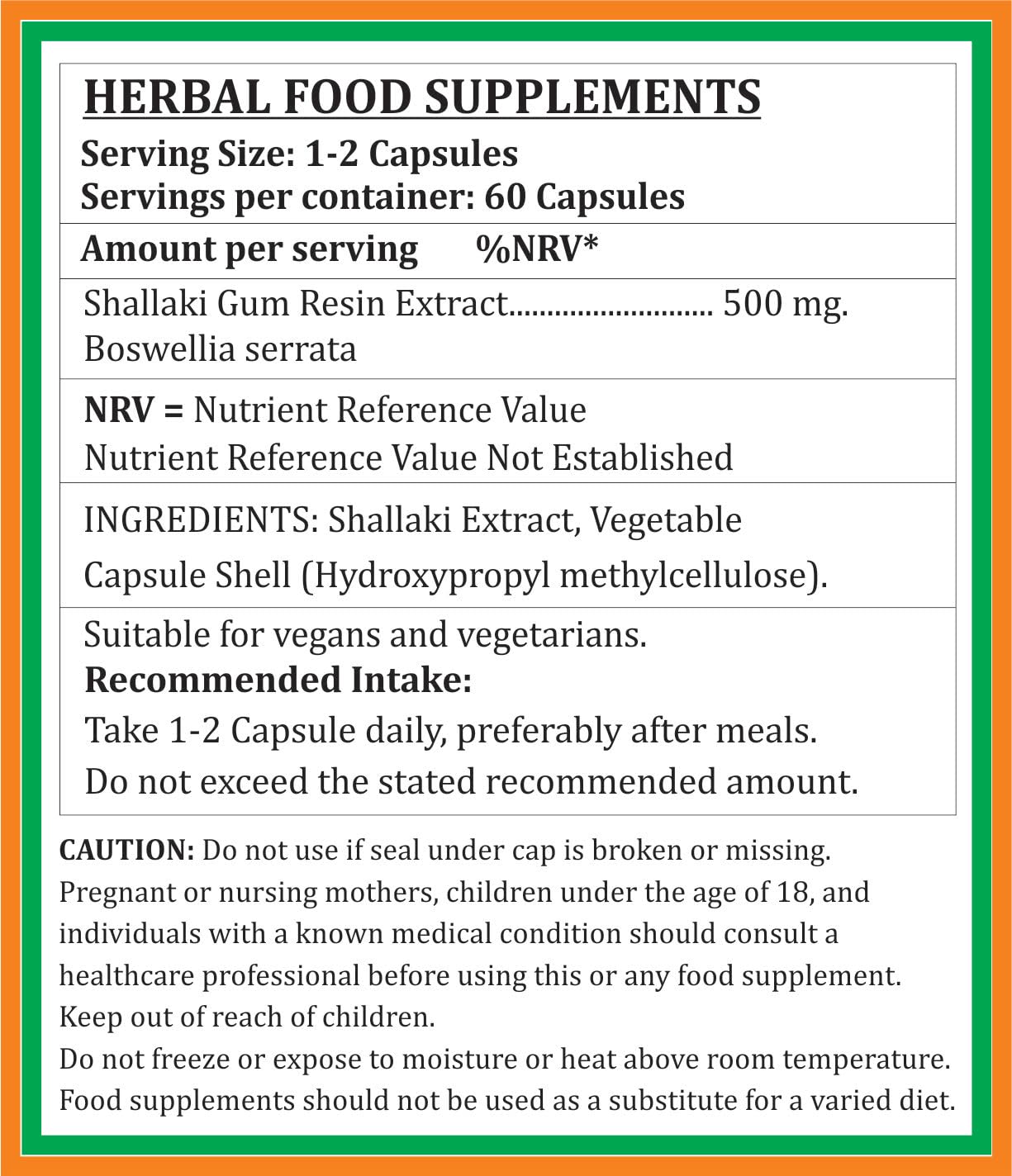 Generic Shallaki (Boswellia Serrata) Forte Capsules, 60 Count