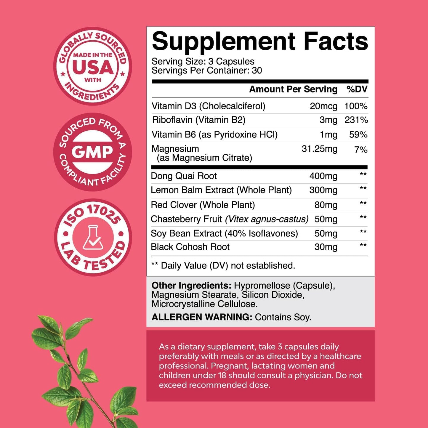 Natures Craft Multibenefit Menopause Support with Dong Quai, Vitex, and Black Cohosh, 90 Capsules