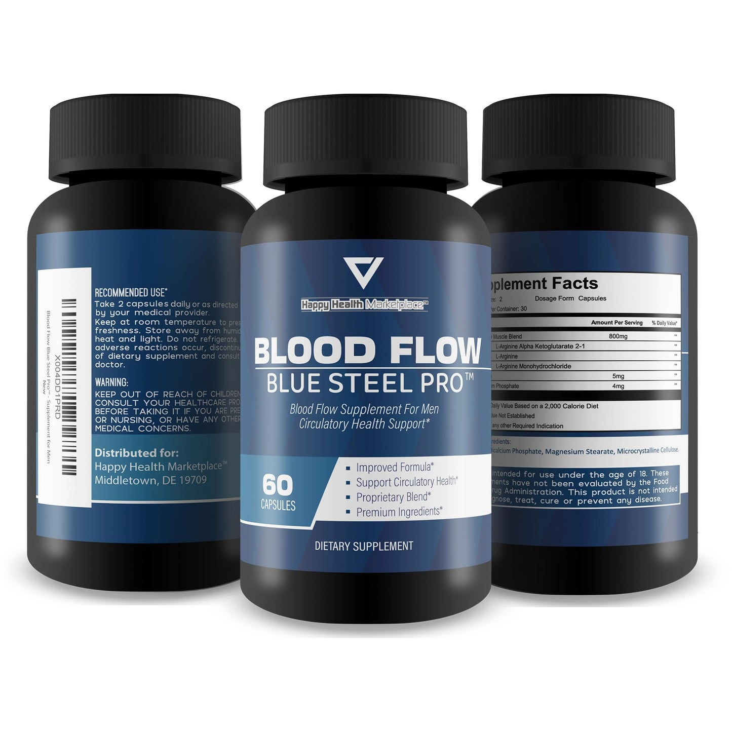Happy Health Marketplace Blood Flow Blue Steel Pro 60 Capsules