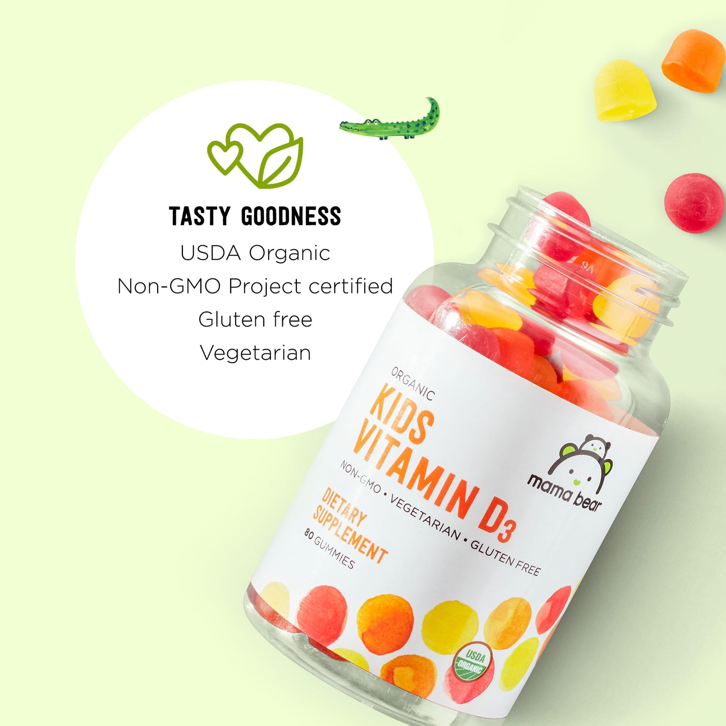 Mama Bear Organic Kids Vitamin D3 Gummies 80 Count