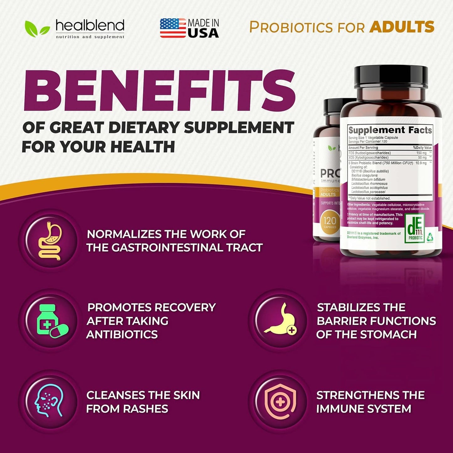 healblend Probiotic Dietary Supplement Capsule 120 Count