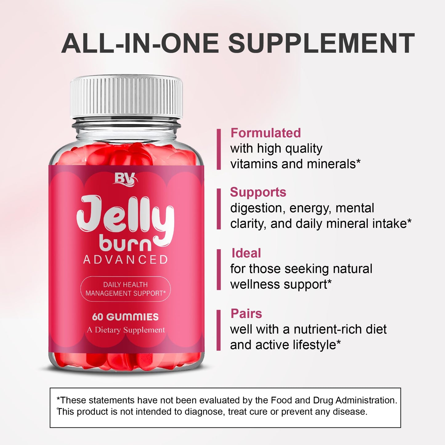 BLUE VIBE Jelly Burn Advanced Health Support Gummy Formula, 60 Gummies
