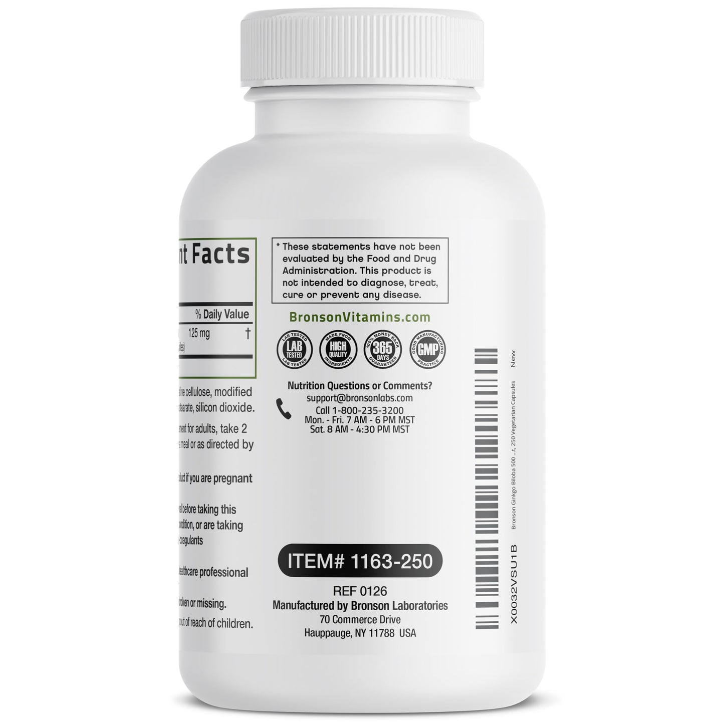 Bronson Ginkgo Biloba Extra Strength Brain Function & Memory Support Capsules, 250 Count