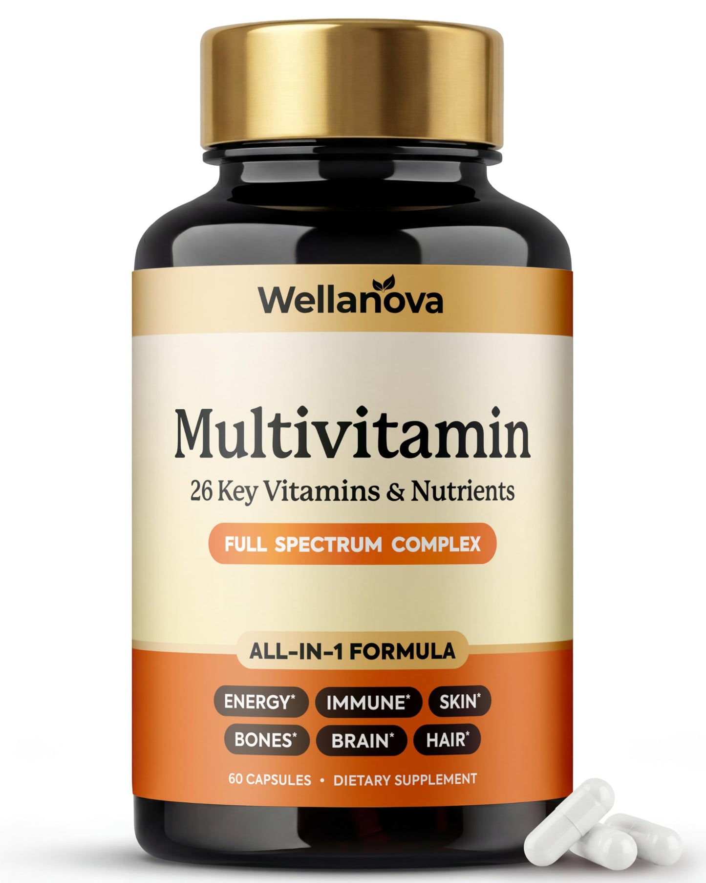 Wellanova Multivitamin for Women & Men 50 and Over – Daily 26 Key Vitamins, Minerals 60 Capsules