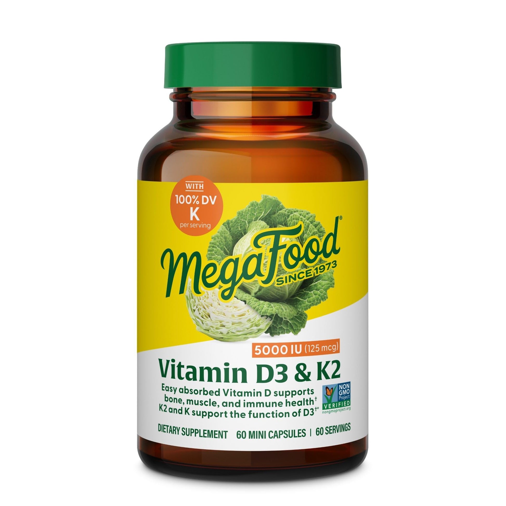MegaFood Vitamin D3 5000 IU (125 mcg) Capsules, 60 Count