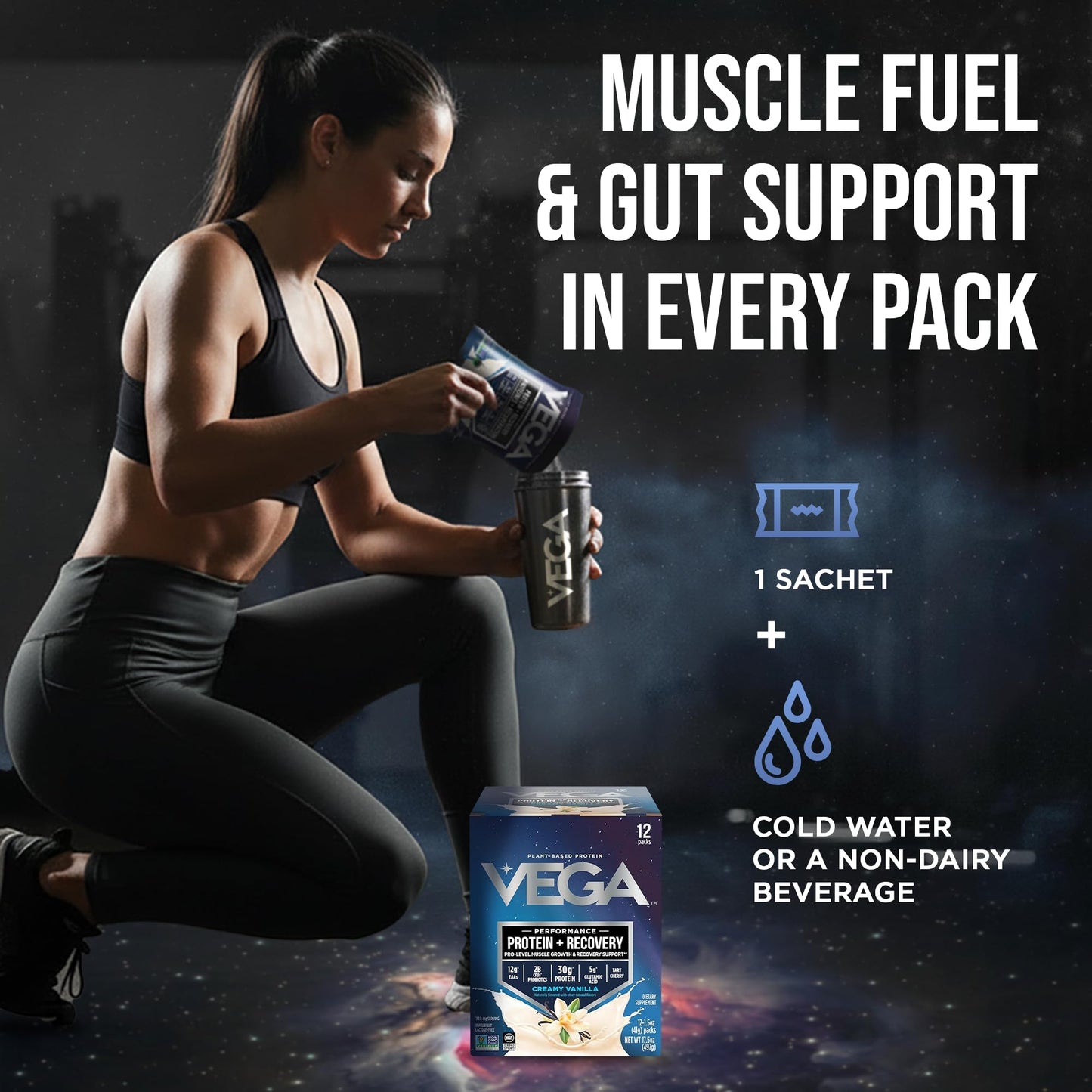 Vega Protein + Recovery Vanilla Powder, 17.5 oz