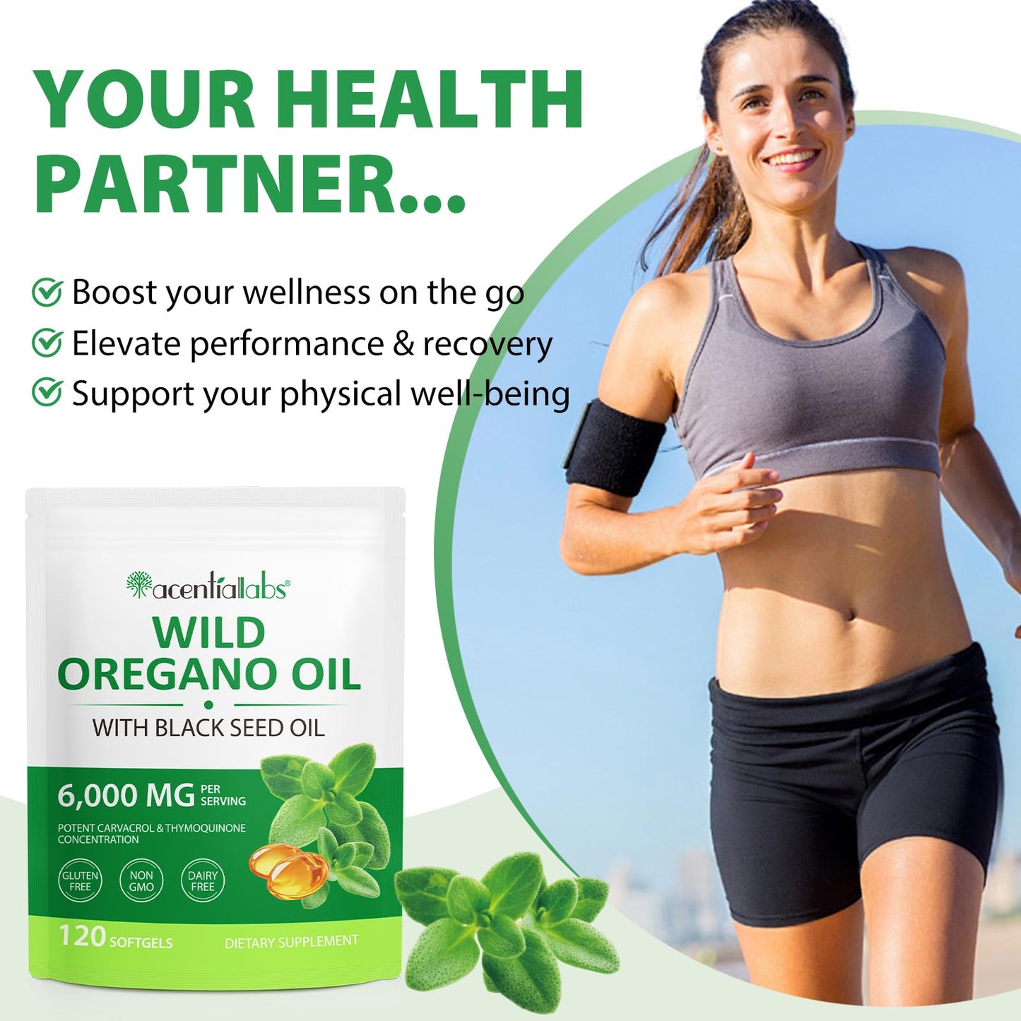 Acorn + Oak Oil of Oregano Softgels with Black Seed Oil, 120 Count