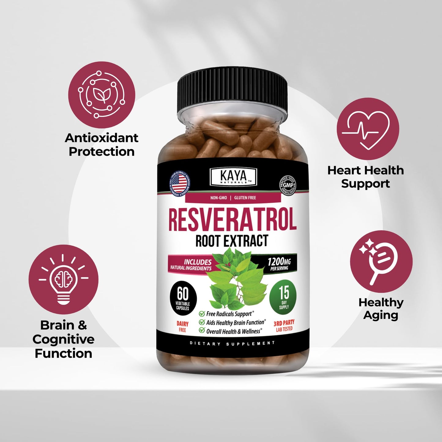 Kaya Naturals Resveratrol Capsules, 60 Count