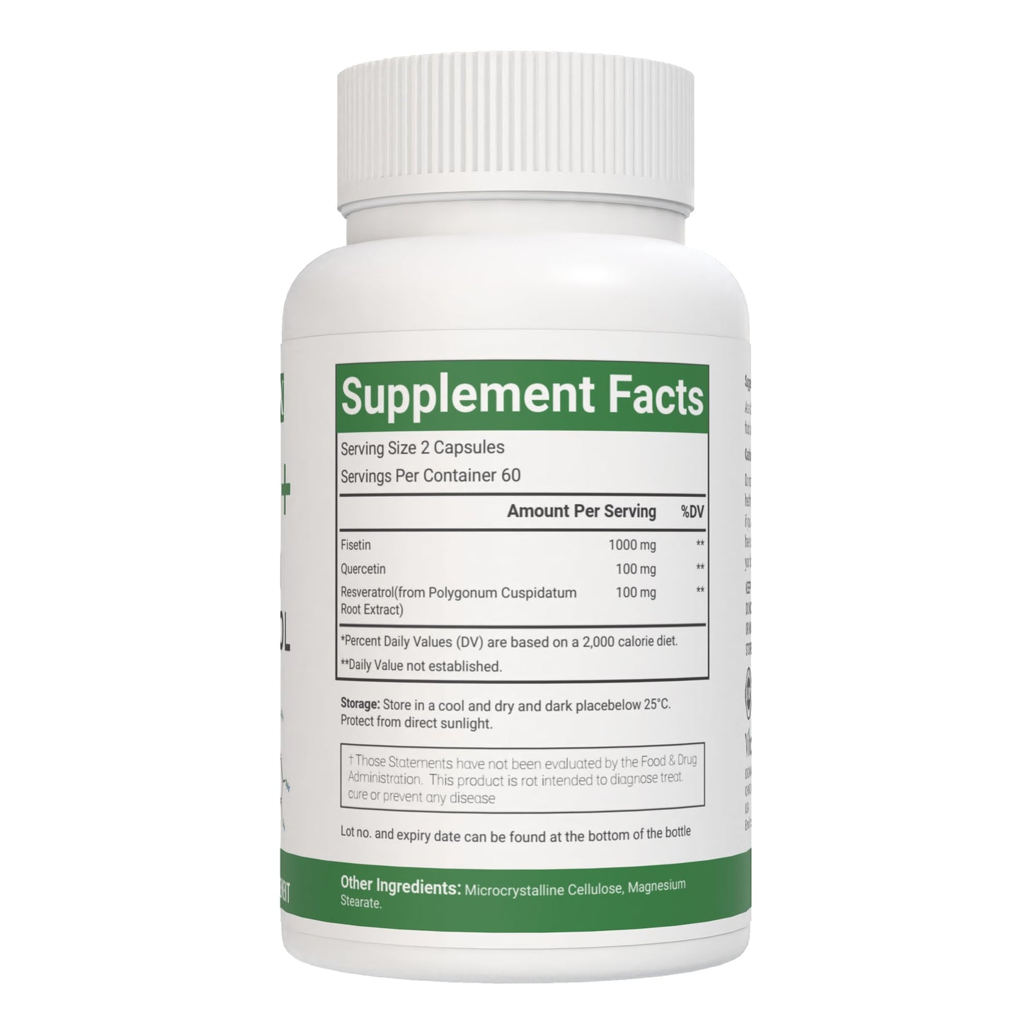 VitaCosmoX Fisetin Quercetin Resveratrol Complex Capsules, 120 Capsules