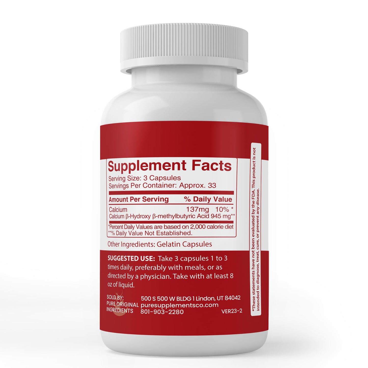 Pure Original Ingredients HMB 100 Capsules