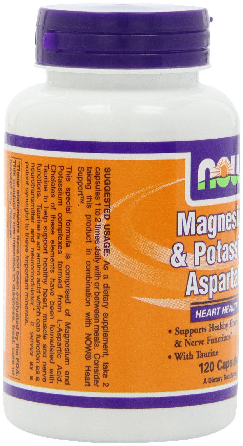 NOW Foods Magnesium and Potassium Aspartate with Taurine, 240 Capsules