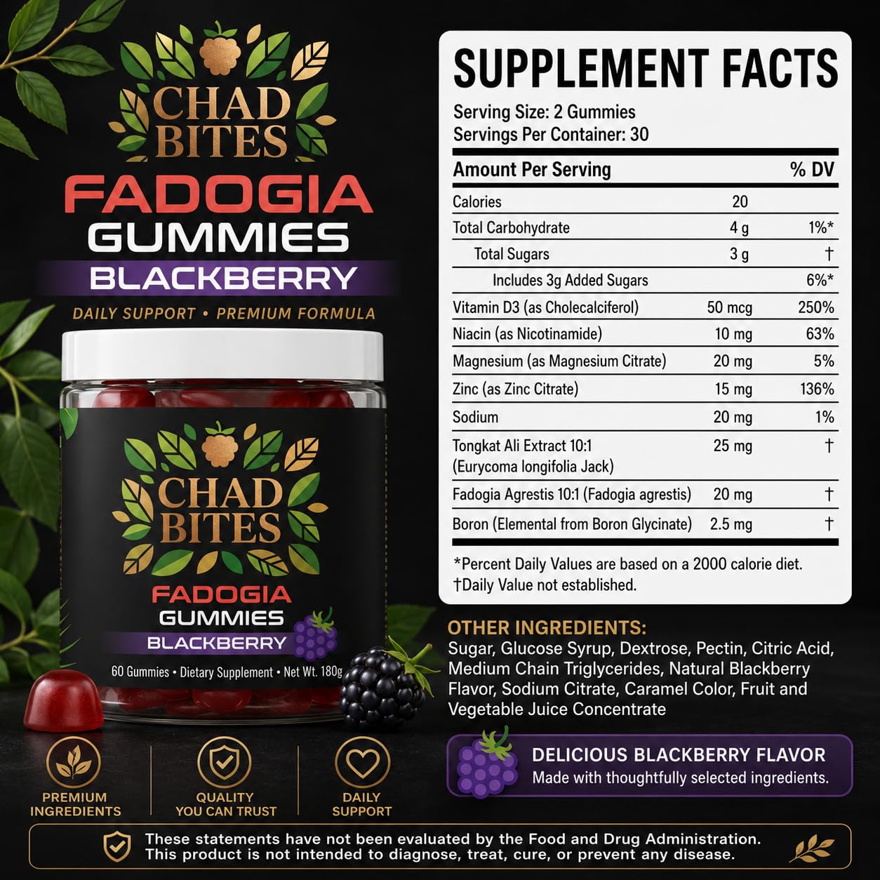 Lence Chad Bites Gummies 60 Count