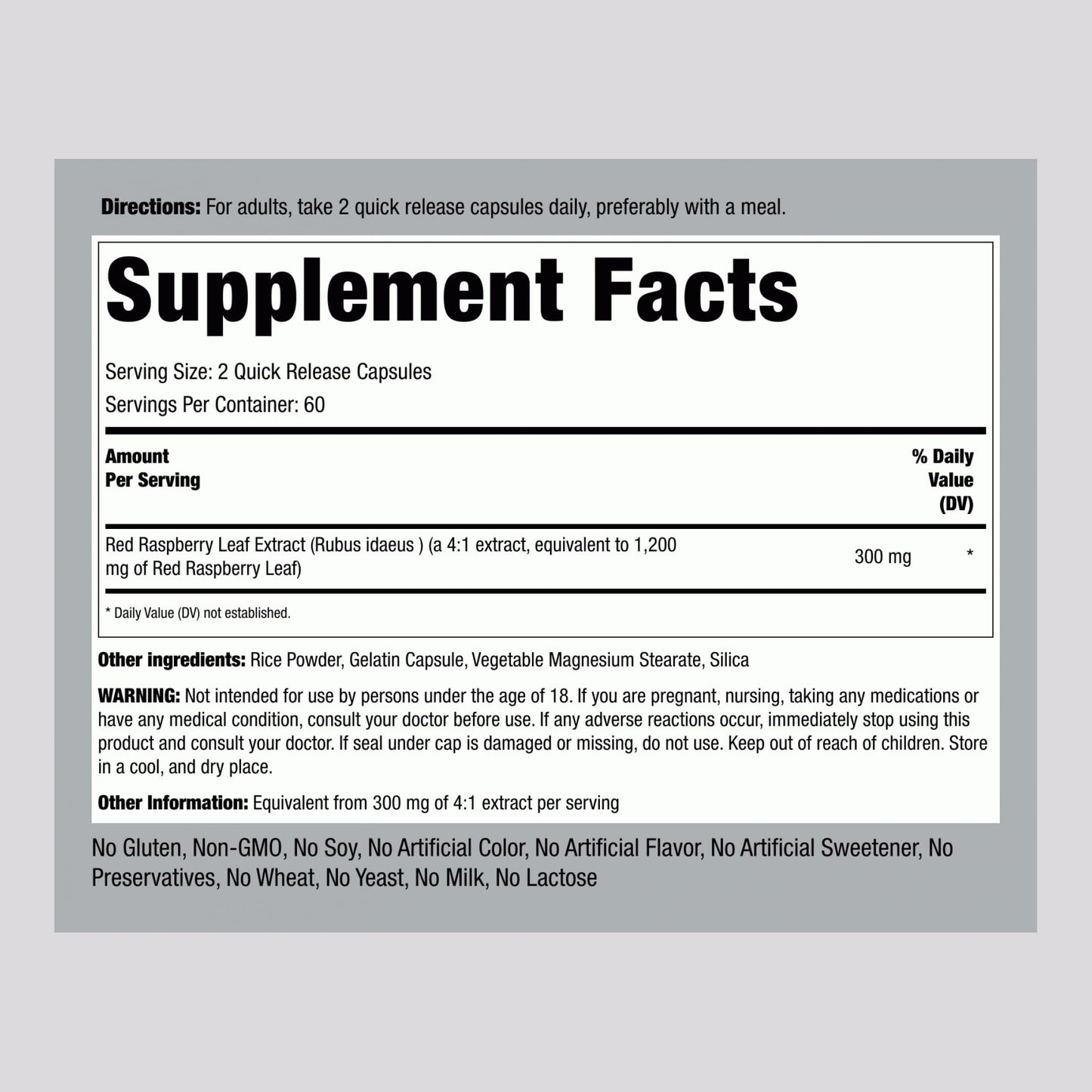 Piping Rock Red Raspberry Leaf Capsules 120 Capsules