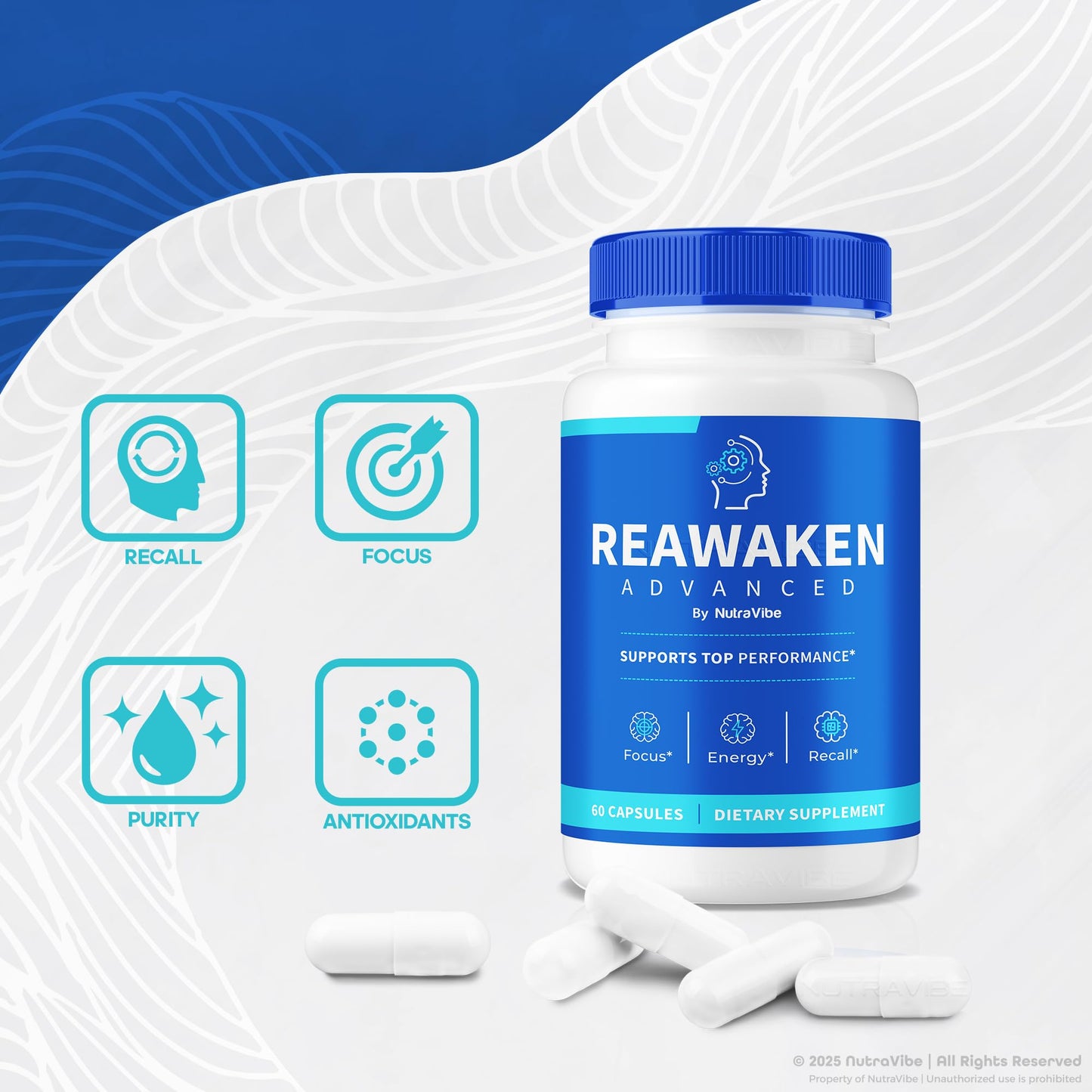 NutraVibe Reawaken Brain & Memory Support, 120 Capsules