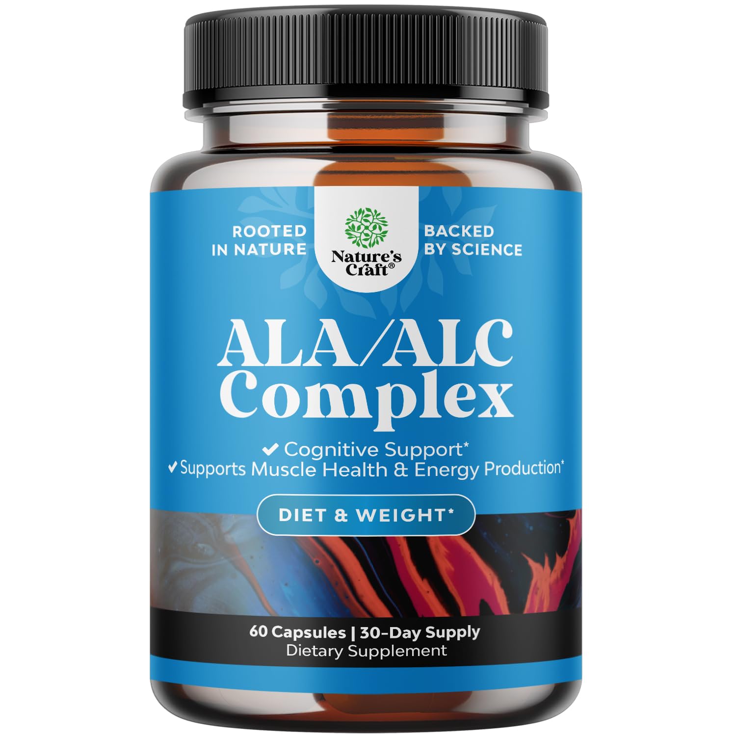 Natures Craft Pure Alpha Lipoic Acid Supplement with Acetyl L-Carnitine Capsules, 60 Count