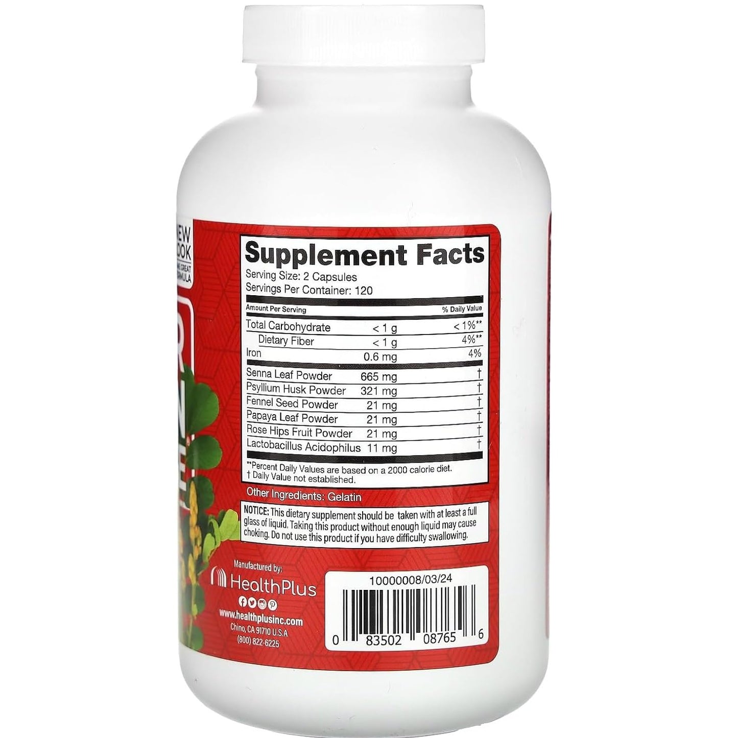 Health Plus Super Colon Cleanse 10-Day Detox Capsules, 720 Capsules