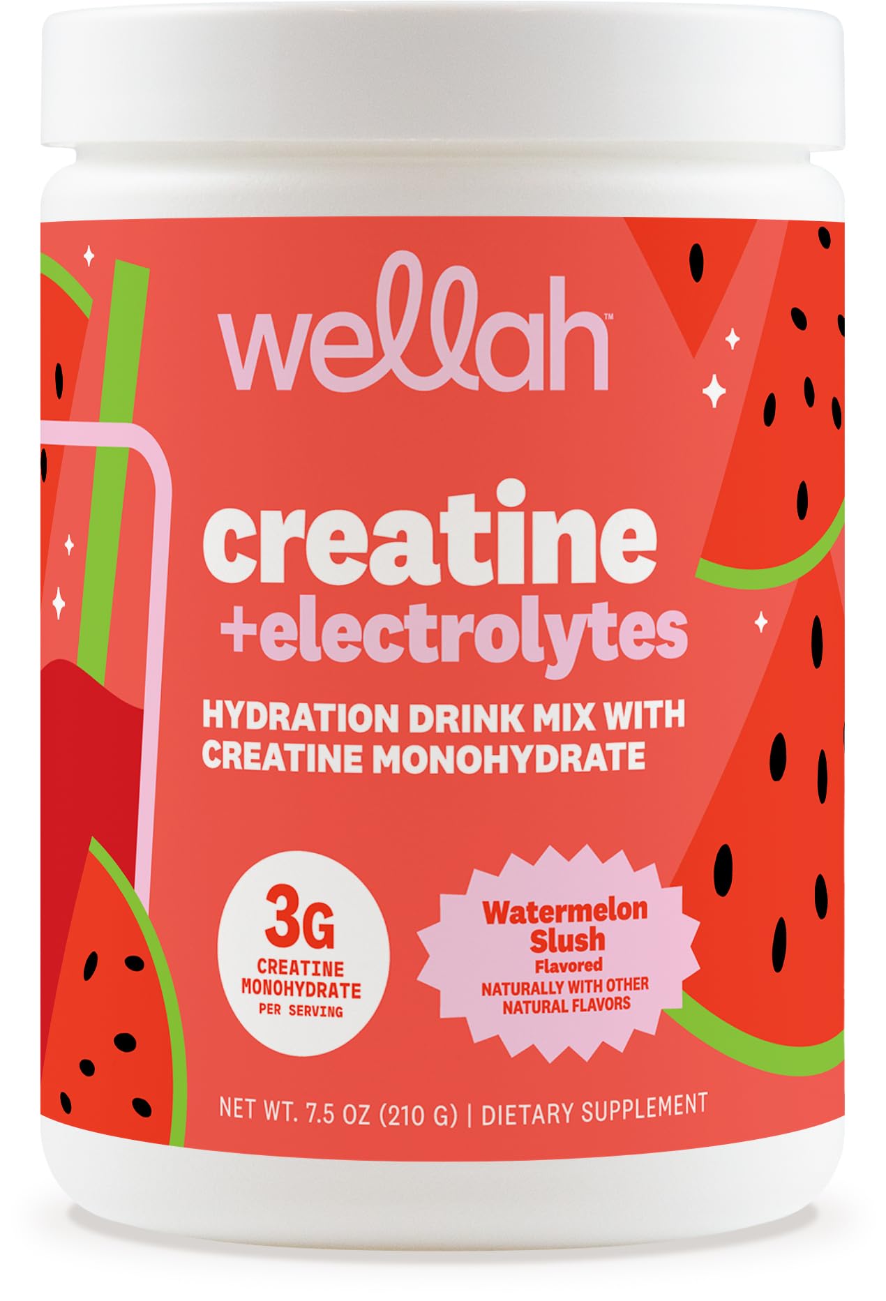 Wellah Creatine + Electrolytes Powder Watermelon Slush 7.5 Ounce