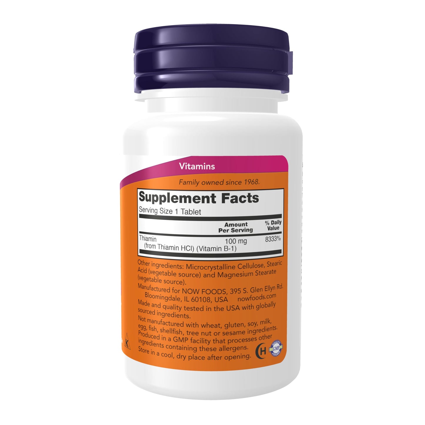 NOW Foods Vitamin B-1 100 mg Tablet, 100 Tablets