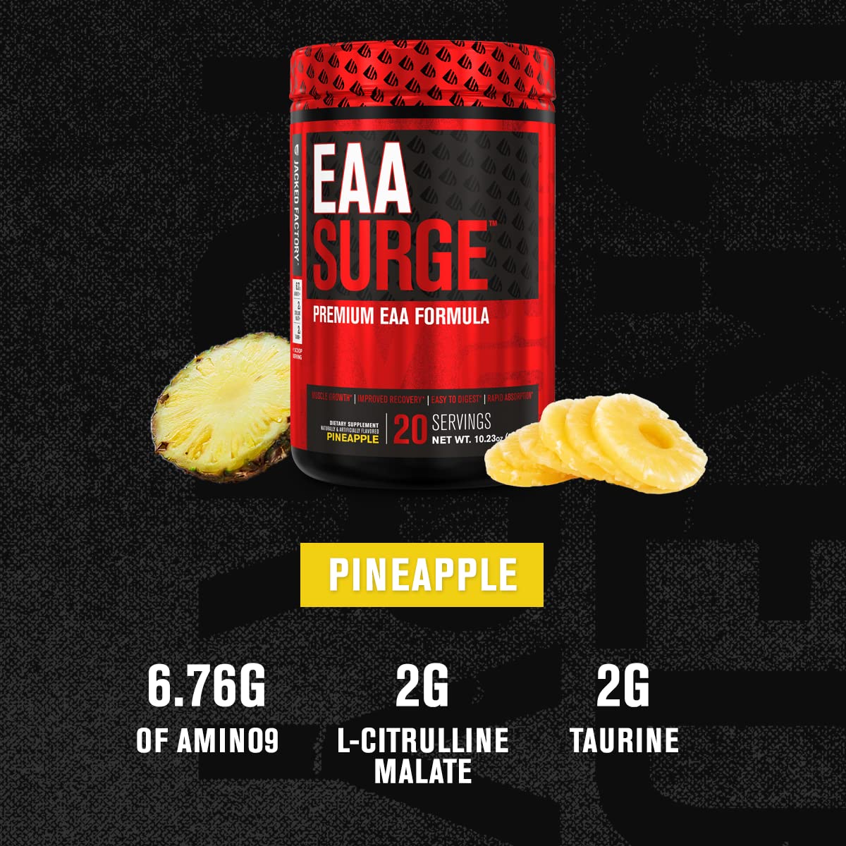 Jacked Factory Nitrosurge Pre Workout, EAA Surge Essential Amino Acids, Growth Surge Post Workout Muscle Builder Bundle Powder 5
