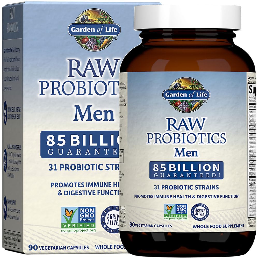 Garden of Life Raw Probiotics for Men 85 Billion CFUs 90 Vegetarian Capsules