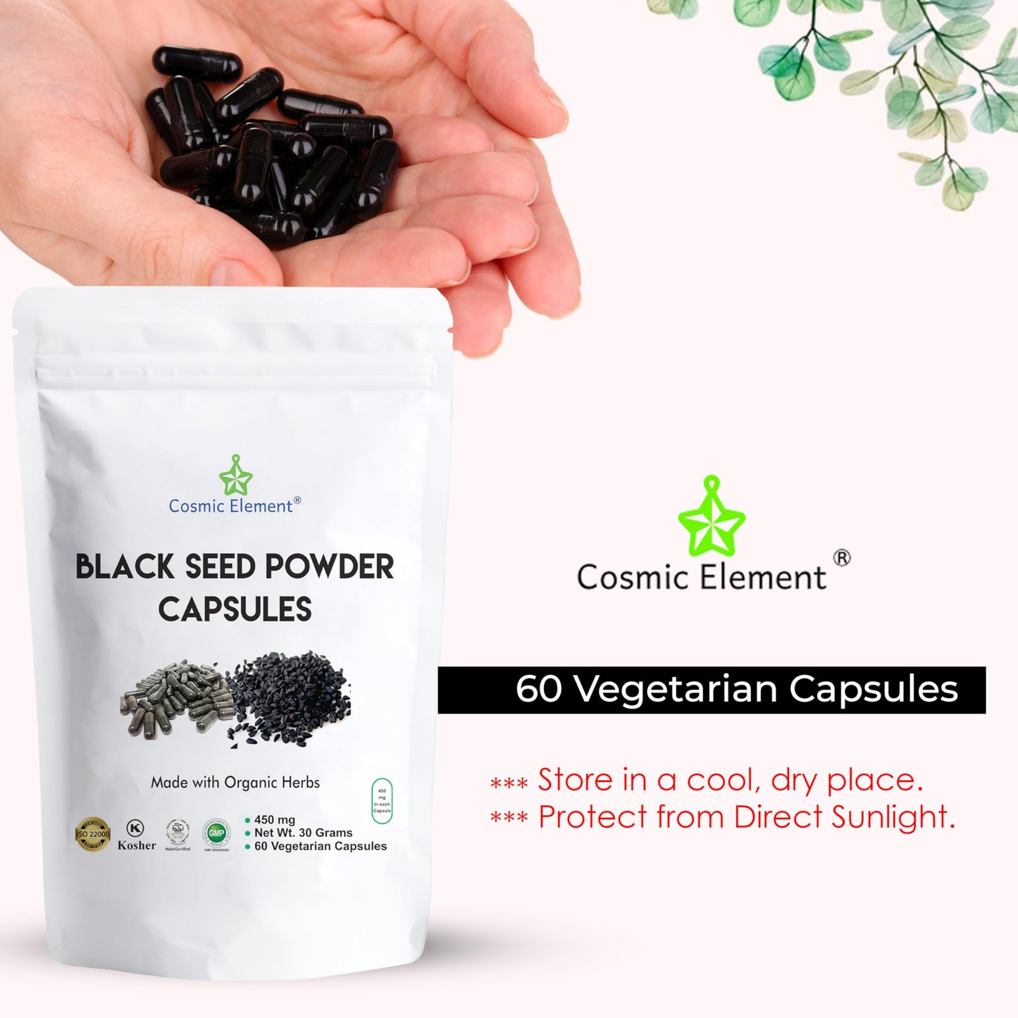 Cosmic Element Black Seed Powder, 60 Capsules