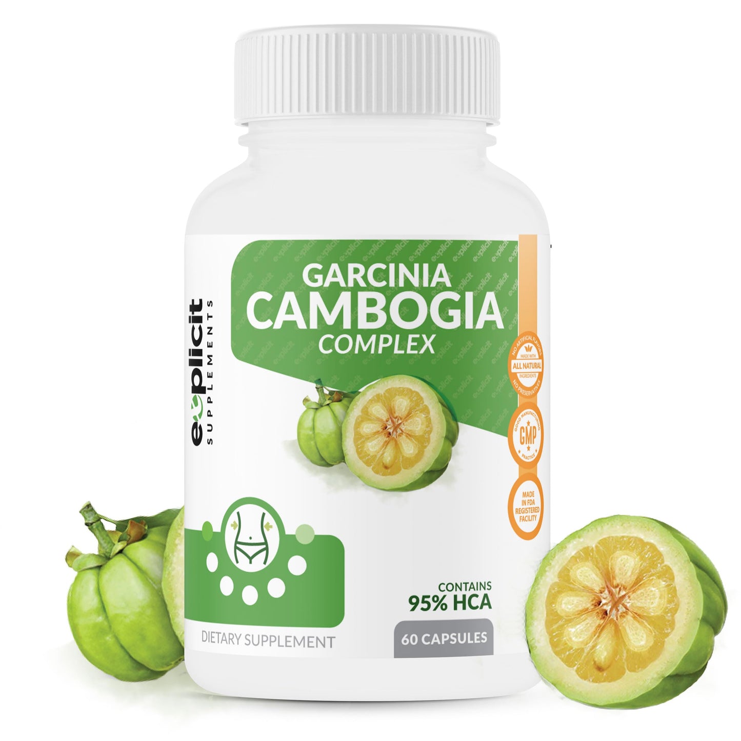 eXplicit Supplements Garcinia Cambogia 95% HCA Weight Loss Supplement Max Strength 1400mg Capsule, 1 Count