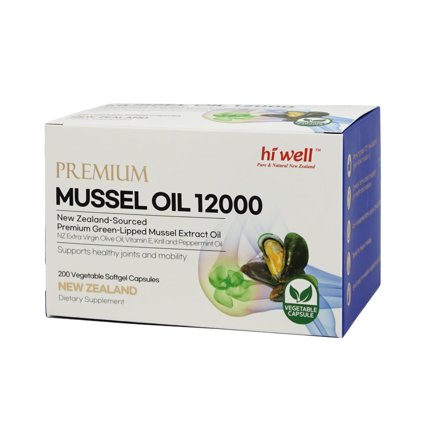 HI WELL PURE & NATURAL NEW ZEALAND Premium New Zealand Green-Lipped Mussel Oil Softgel 600