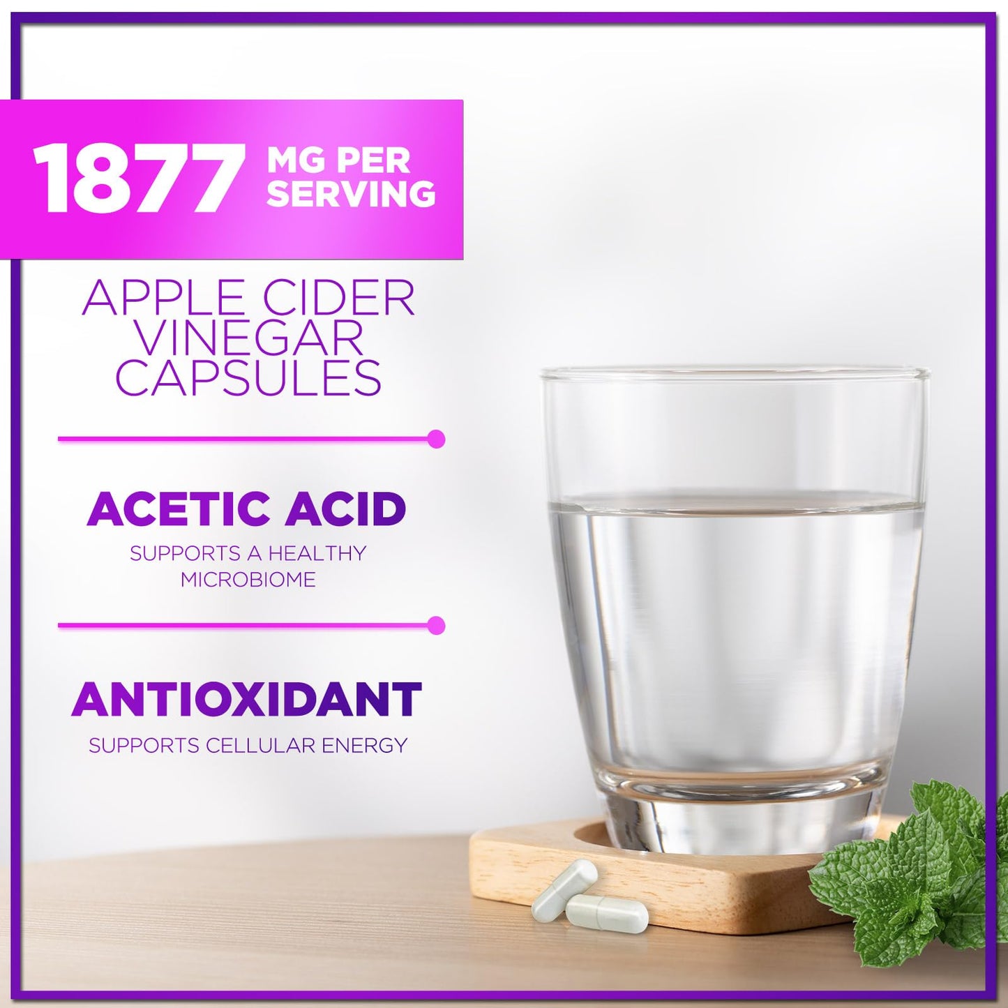 Hello Lovely! Apple Cider Vinegar 1877mg Per Serving Extra Strength ACV Pills with Vitamin D3, 120 Capsules