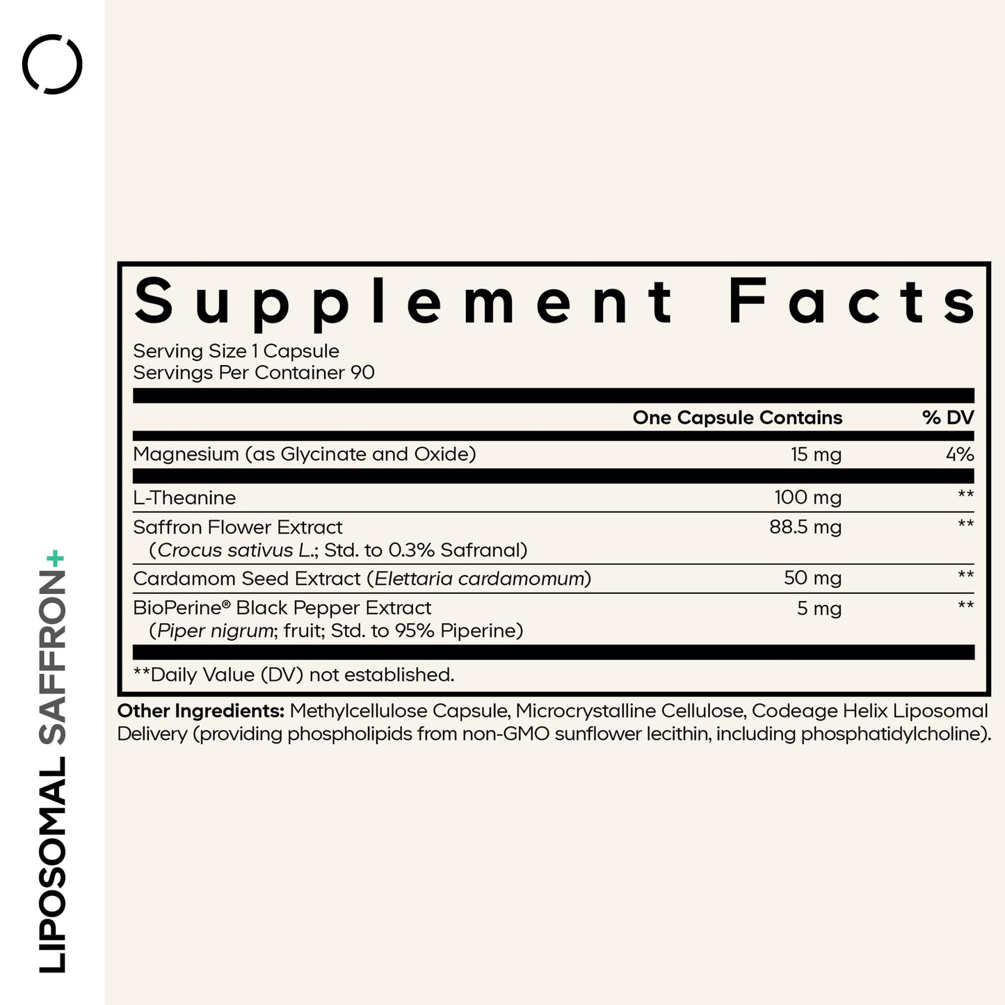 Codeage Liposomal Saffron+ Supplement, Magnesium, L-Theanine Capsules, 90 Count