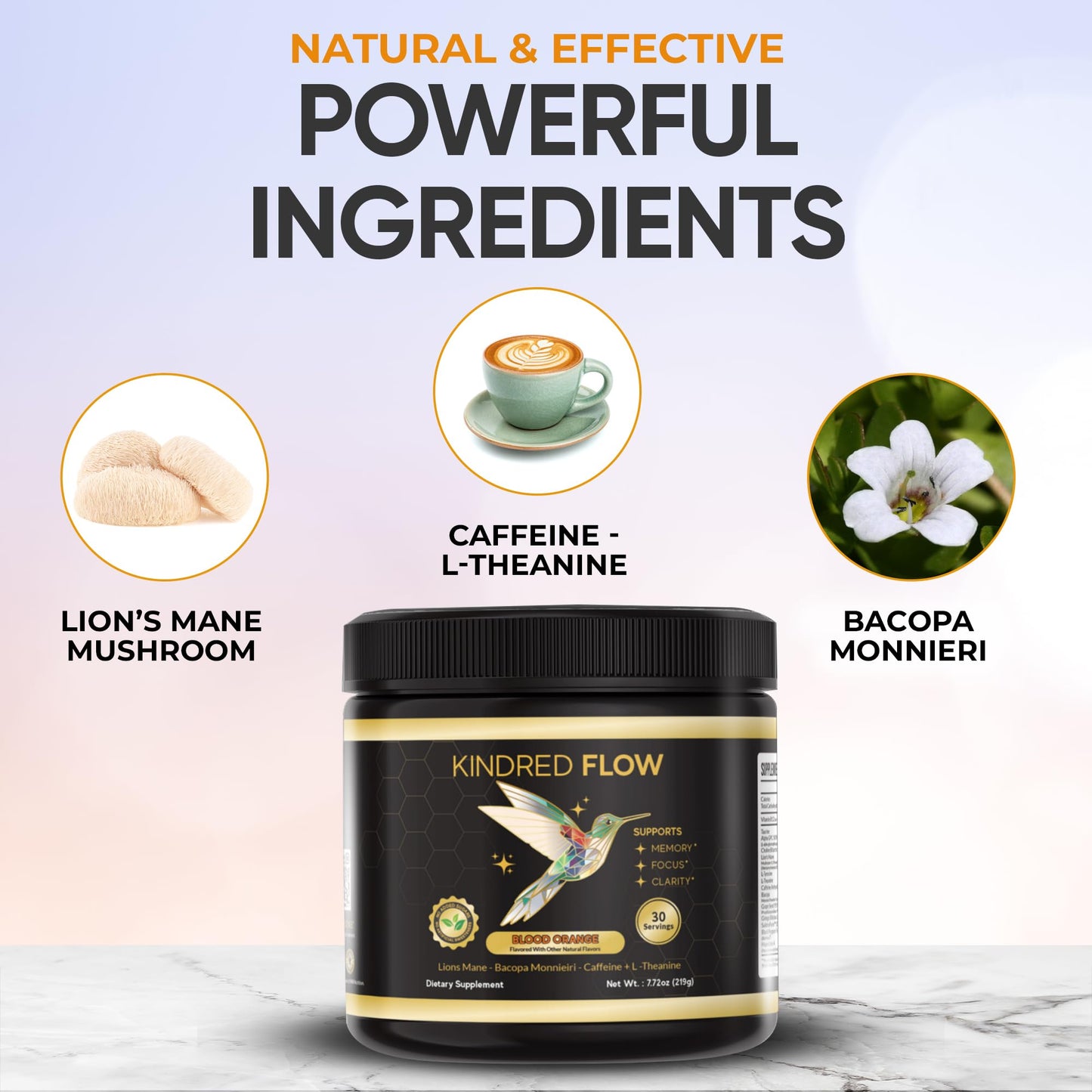 Kindred Flow Nootropic Energy Drink Powder, 7.72 Ounce