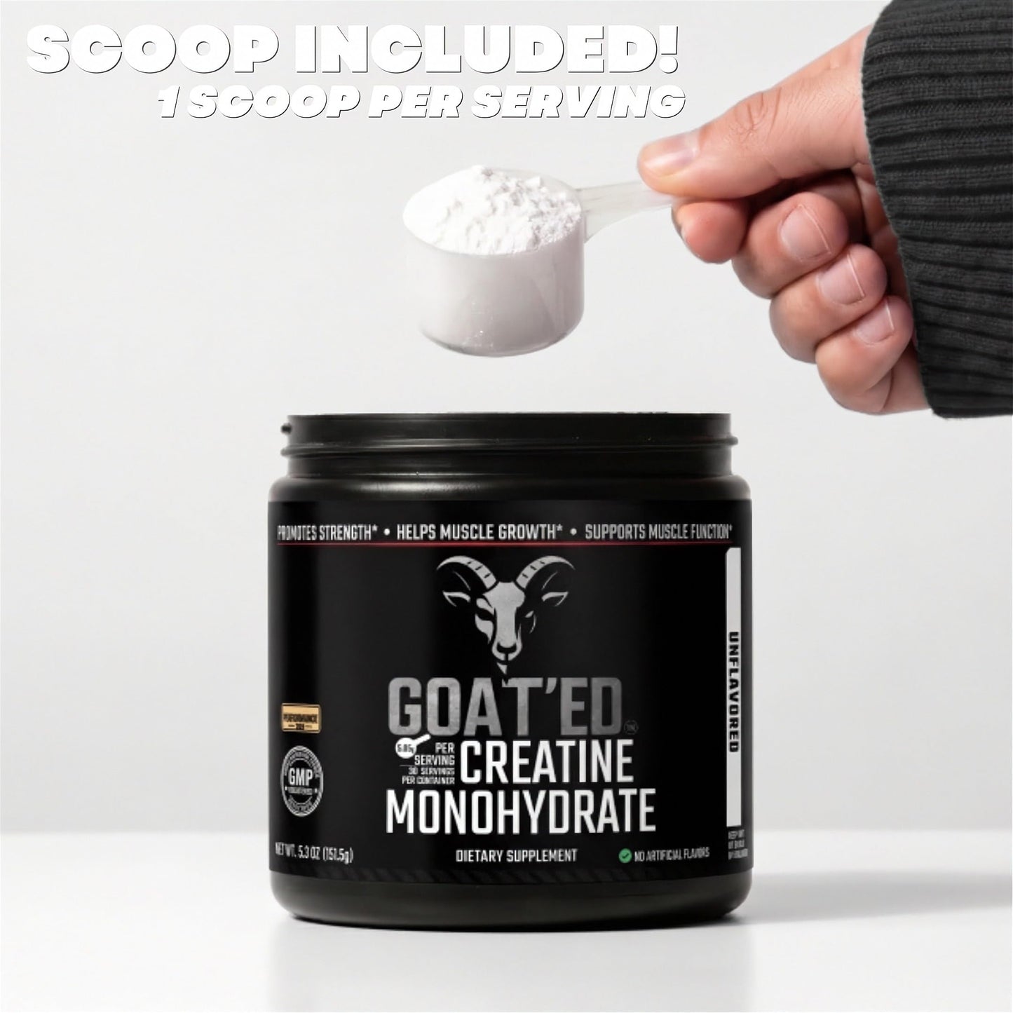 GOAT'ED Creatine Monohydrate Powder 5.3 Ounce