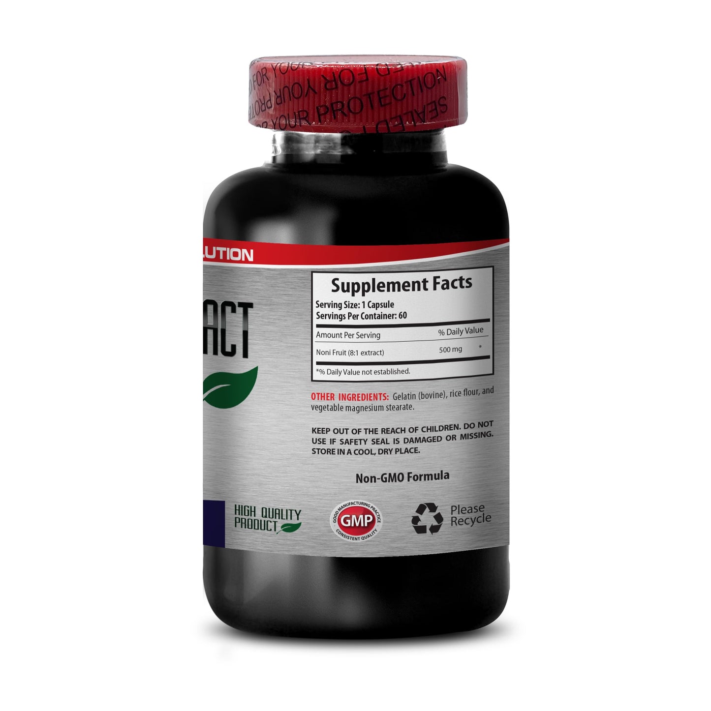 Health Solution Prime Organic Noni Leaf Extract 8:1 Concentrate 500mg Capsule, 180 Capsules