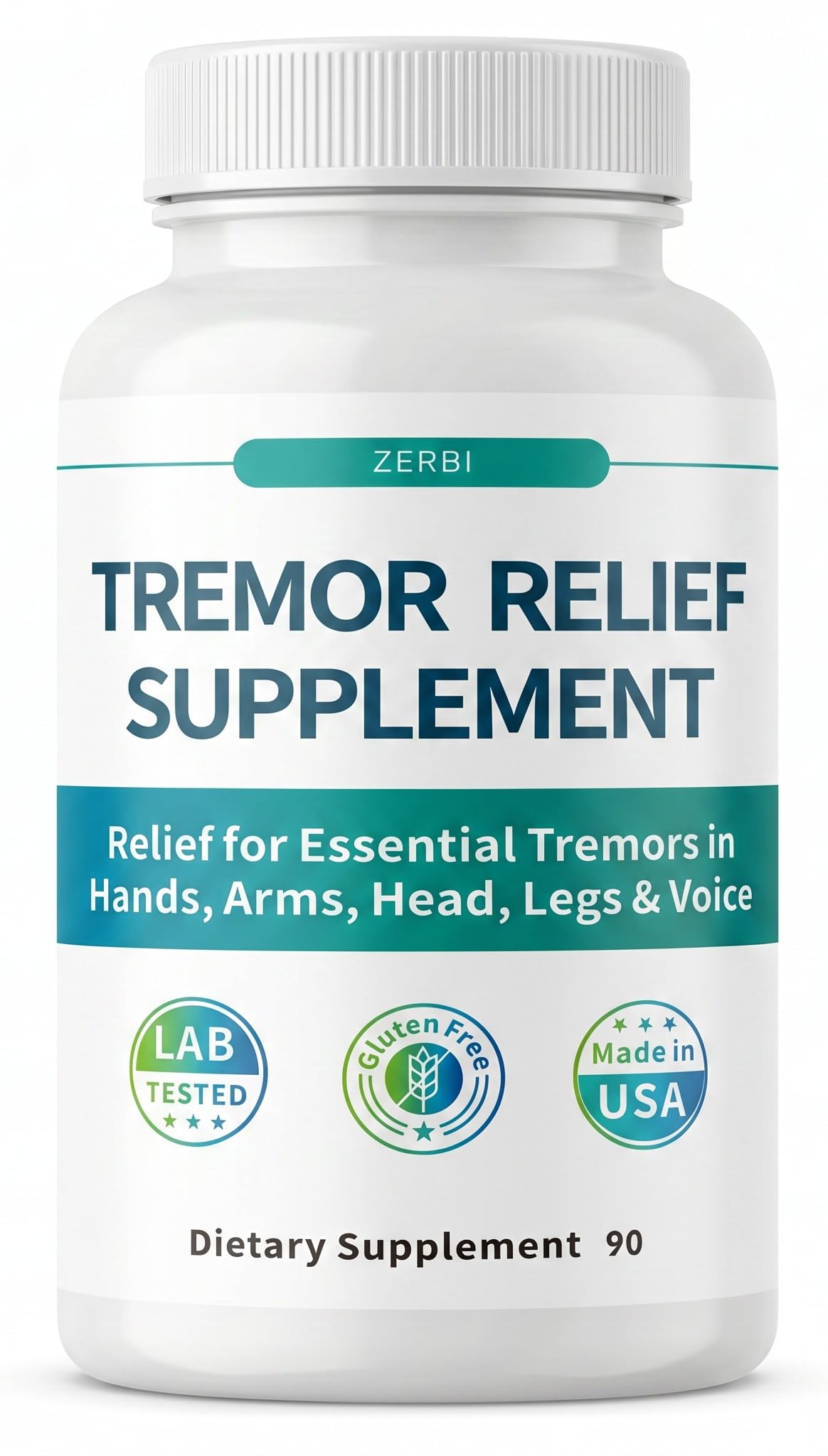 ZERBI Essential Tremor Relief Herbal Supplement Capsules 90 Count