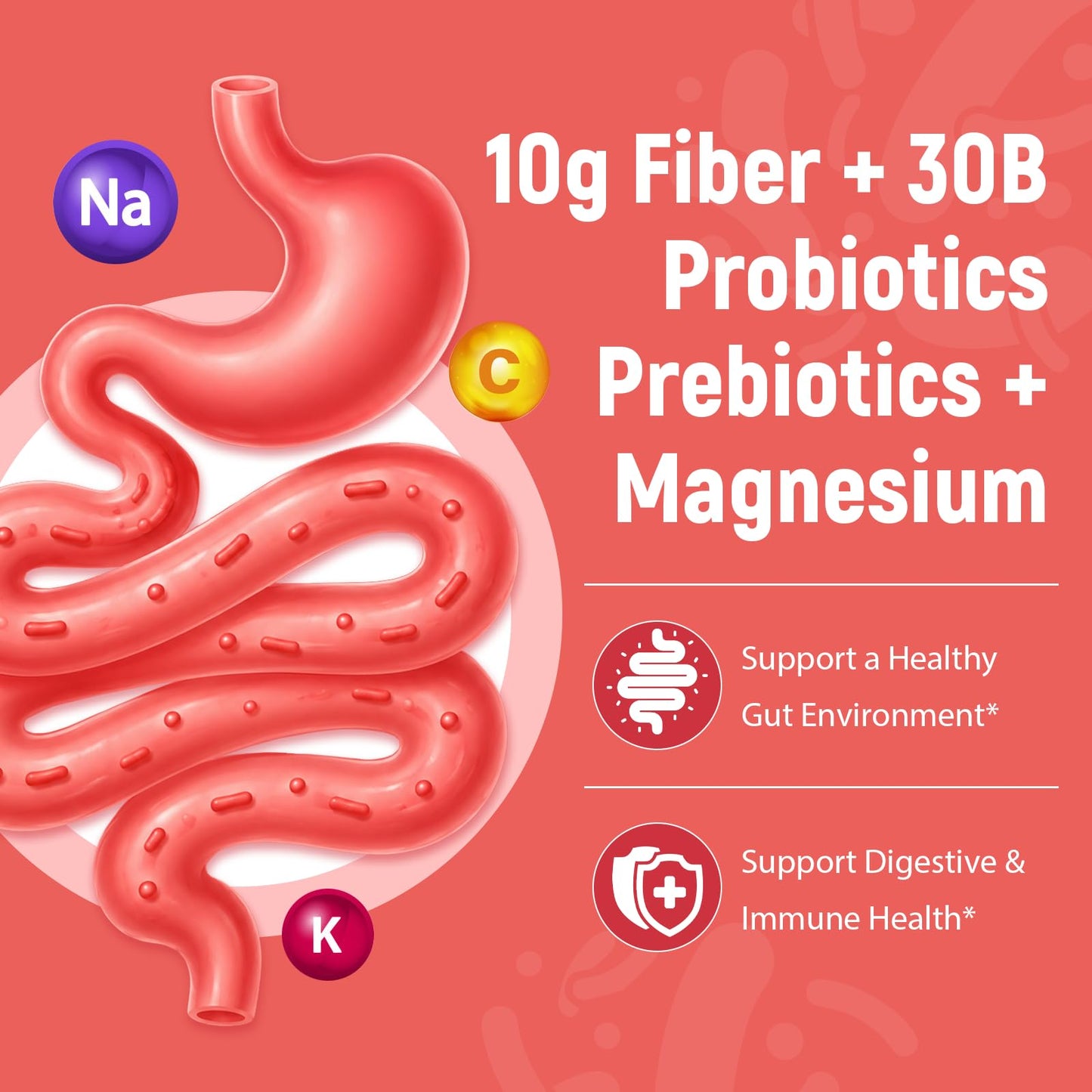 Migcopat 10G Fiber Gummies with Probiotics & ACV, No Sugar, 60 Count