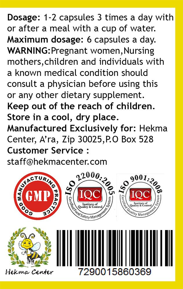 Hekma Center Turmeric Curcumin - Extract of Curuma Longa 500 mg, 100 Capsules