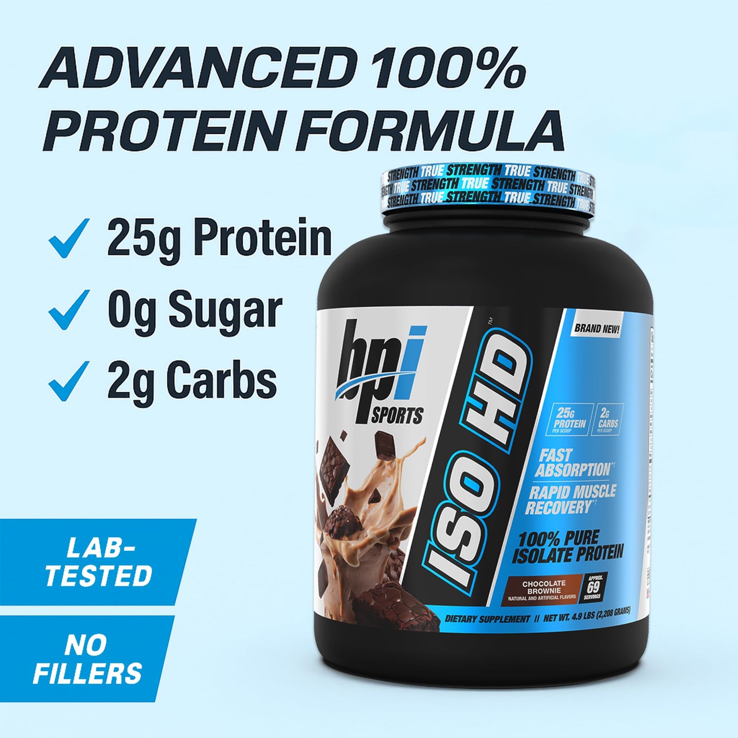 BPI Sports ISO HD Isolate Protein Powder – 100% Whey Isolate, 4.9 Pound