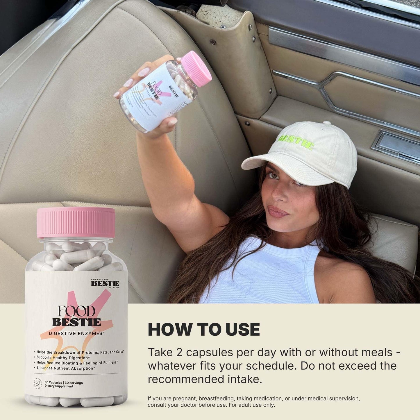 Biohacking Bestie Digestive Enzymes Capsules, 60 Count