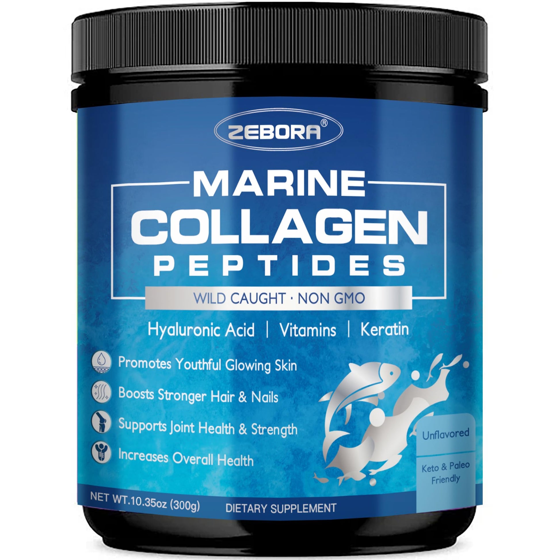 ZEBORA Marine Collagen Peptides Powder 12.35 Ounce